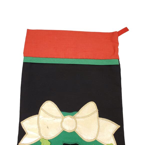 Vintage Christmas Stocking White Doves Gold Bow Wreath Stocking Holly Wreath - Picture 2 of 9